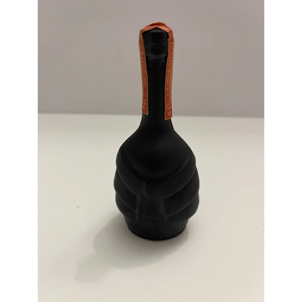 Vintage Inca Pisco Miniature Bottle Matte Black Glass Peruvian Head 1.6oz Peru